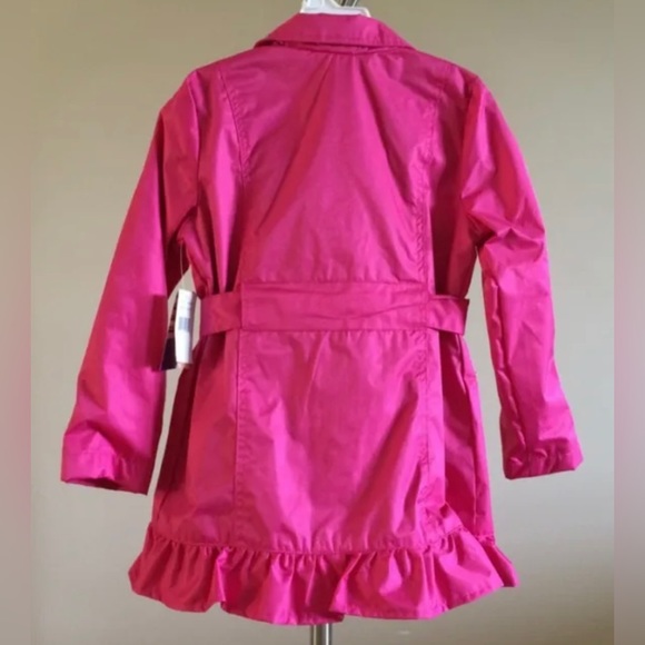 Girls Pink Platinum Pink Jacket Belted Trench Coat - Ruffles Bows - Size 6X - Picture 5 of 6